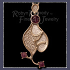 14 Karat Yellow Gold, Sterling Silver and Amethyst Gemstone 'Amethyst Curves' Pendant Image
