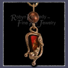 14 Karat Yellow Gold, Ammolite and Chocolate Pearl 'Chocolate Flame' Pendant Image