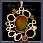 14 Karat Yellow Gold, Ammolite and Citrine 'Mercury Rising' Pendant Image
