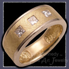 18 Karat White and Yellow Gold with Princess Cut Diamonds, Wedding Band Image