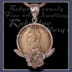 14 Karat Yellow Gold, Sterling Silver and Amethyst Gemstone 'Amethyst Curves' Pendant14 karat Yellow Gold and 1885 Coin 'Rose Queen' Pendant  Image