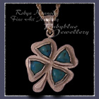14 Karat Yellow Gold and Turquoise 'Shamrock' Pendant