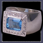 Sterling Silver, Genuine Blue Topaz and Cubic Zirconias Ring Image