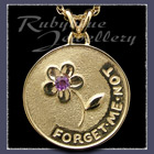 Gold 'Engraved' Pendant set with February Gemstone Image