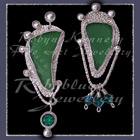 Sterling Silver, Great Lakes Beach Glass, Rainforest Green Topaz and Swarovski Crystal Earrings Image