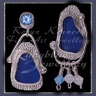 Sterling Silver, Great Lakes Beach Glass, Swiss Blue Topaz and Swarovski Crystal Earrings Image