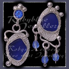 Sterling Silver, Great Lakes Beach Glass, Glacier Blue Topaz and Czech Glass Earrings Image