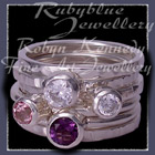 Sterling Silver, Amethyst, Baby Pink Topaz and Sworovski Cubic Zirconias 'Revelry' Stacker Ring Image