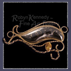 Shakudo 'Black Gold', 14 Karat Yellow Gold, Diamonds and Citrine 'Black Magic' Pendant / Brooch Image