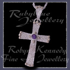 10 Karat Yellow Gold, Sterlium and AA Amethyst 'Divine' Cross Pendant Image