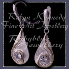 10 Karat Yellow Gold, Sterling Silver and White Topaz 'Dreamland' Earrings Image