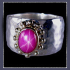 14 Karat Yellow Gold, Sterling Silver and Star Ruby 'Eternal Star' Ring by Rubyblue Jewelry