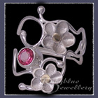 10 Karat Yellow Gold, Sterling Silver and Passion Pink Topaz 'Feelin' Groovy I' Ring Image