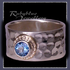 14 Karat Yellow Gold, Teal Topaz and Sterling Silver 'Flair' Ring Image
