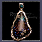18 K Gold, Sterling Silver, Ammolite, Green Tourmaline and Diamonds 'Hearts Desire' Pendant Image