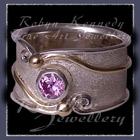 10 Karat Yellow Gold, Sterling Silver and Lavendar Cubic Zirconia 'Serenity' Ring Image