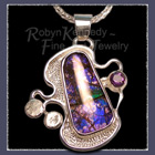  Sterling Silver, Ammolite and Amethyst 'Purple Daze' Pendant image
