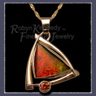 14 Karat Yellow Gold, Ammolite and Mandarin Garnet 'Spicee' Pendant Image