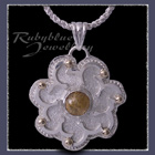 14 Karat Yellow Gold, Sterling Silver and Rutilated Quartz 'Sun' Pendant Image