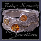 14 Karat Yellow Gold, Sterling Silver, AA Citrine, AAA Spessarite (Mandarin) Garnet and Honey Topaz 'Sunshine Pleasures' Ring Image