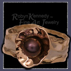 10 karat Yellow Gold, Sterling Silver and Cultured Black Pearl 'Truffles' Ring Image