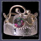 10 Karat Yellow Gold, Sterling Silver and Mystic Green Topaz 'Twilight' Ring Image