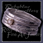 18 Karat Yellow Gold, Sterling Silver and Diamond 'Twinkles' Stacker Ring Set Image