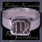 14 Karat Yellow Gold and Sterling Silver 'Virgo' Zodiac Ring Image