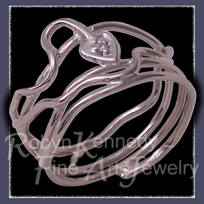 14 Karat  Palladium White Gold and Diamond 'Cupid's Arrow' Ring Image