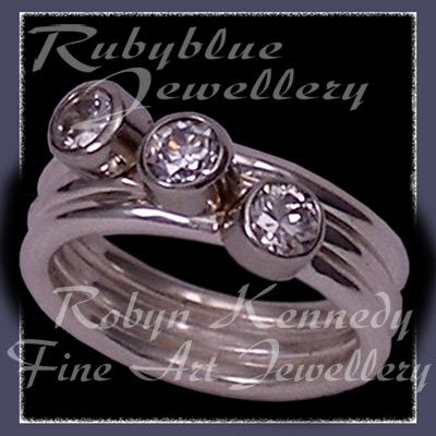 14 Karat White Gold, Argentium Silver and Diamonds 'Dots Bling' Ring Image