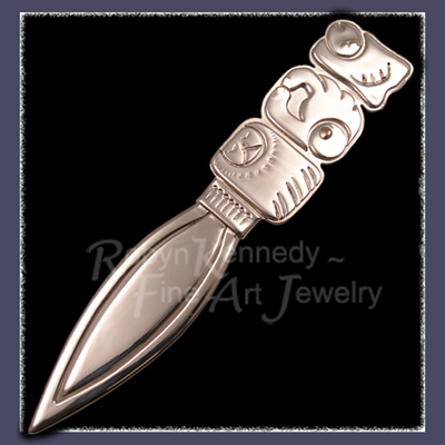 Sterling Silver with Yellow Gold Accents, Mayan Inspired Letter Opener and Bookmark Image