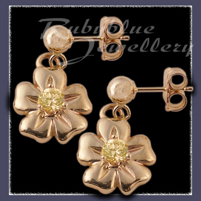 Gold 'Single Bloom' Ballstud Earrings with November Birthstones Image