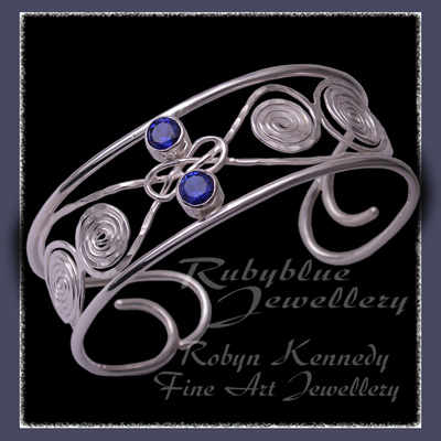 Sterling Silver and Swarovski Sapphire 'Calypso' Cuff Bracelet Image