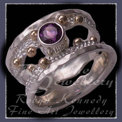 10 Karat Yellow Gold, Argentium Silver & Amethyst  'Chic' Ring Image