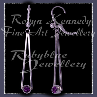 Argentium Silver, Steling Silver and Genuine Amethyst  'Cleopatra' Earrings Image