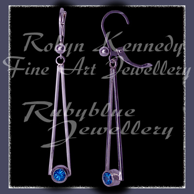 Argentium Silver, Steling Silver and Genuine Paraiba Blue Topaz  'Cleopatra' Earrings Image