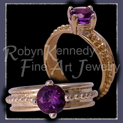 18 Karat Yellow Gold and Amethyst, One-Of-A-Kind, 'Empress' Ring Image