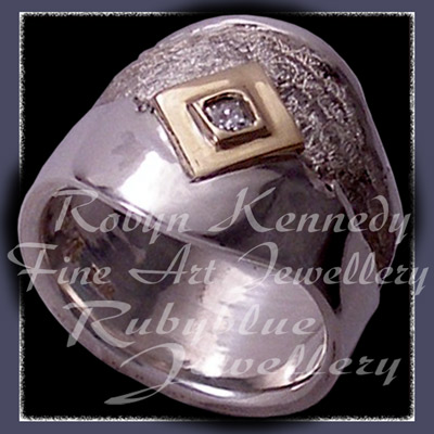 18 Karat Yellow Gold, Sterling Silver and Diamond 'Forever' Ring Image