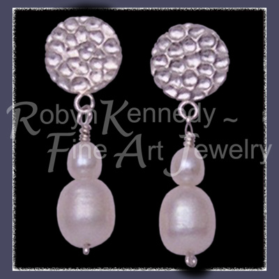 Sterling Silver  and Genuine White Cultured Freshwater Pearl 'Fair Lady' Earrings  Image
