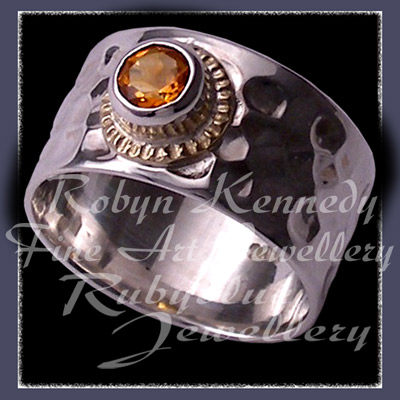 14 Karat Yellow Gold, Argentium Silver & AA Citrine 'Flair' Ring Image