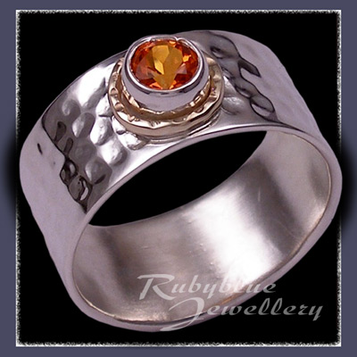 Sterling Silver, 14 Karat Yellow Gold and Sunrise Topaz 'Flair' Ring Image
