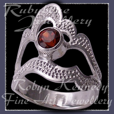 Argentium Sterling Silver and Genuine AA Mozambique Garnet 'Grace' Ring Image