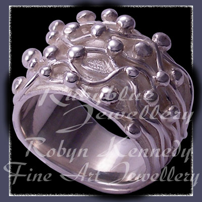 Sterling Silver wires and caviar, 'Pure Joy' Ring Image