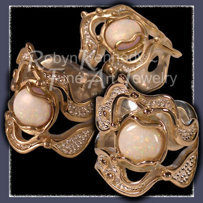 10 Karat Yellow Gold, Sterling Silver and Genuine Opal 'Titania' Ring Image