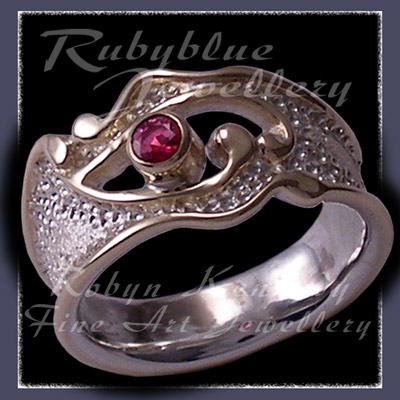14 Karat Yellow Gold, Sterling Silver and Genuine AA Ruby 'Valentina' Ring Image